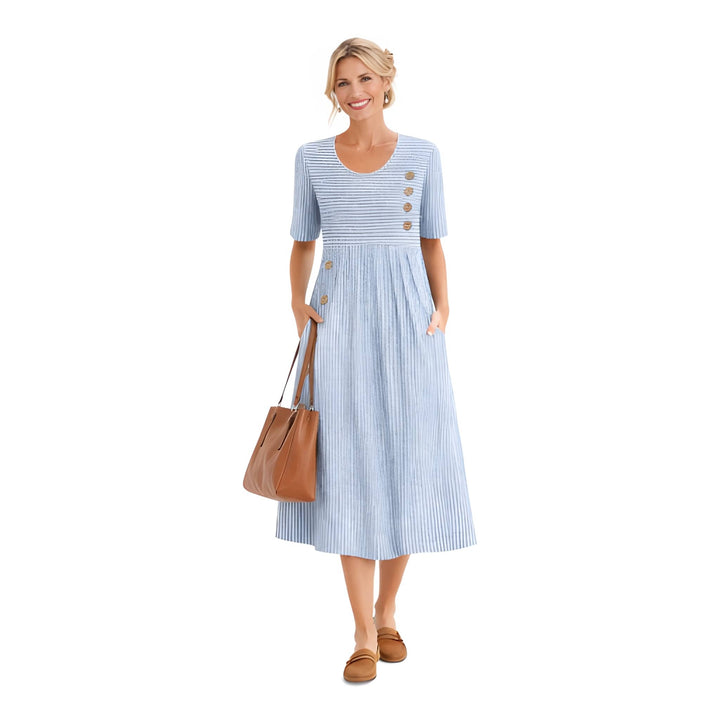 Effie | Striped Button-Front Midi Dress Women