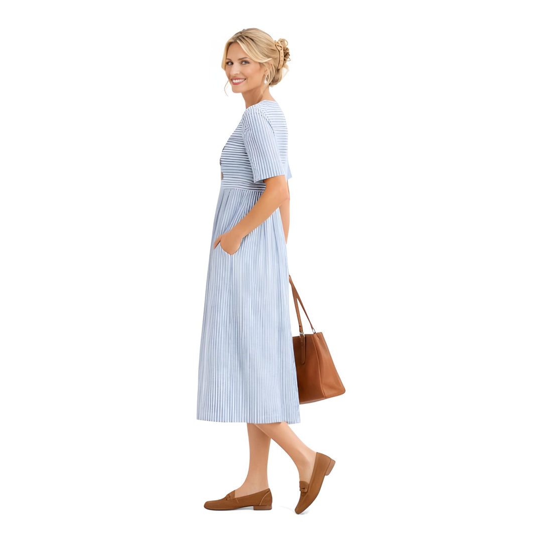 Effie | Striped Button-Front Midi Dress Women