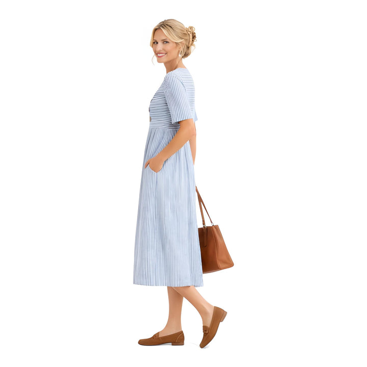 Effie | Striped Button-Front Midi Dress Women