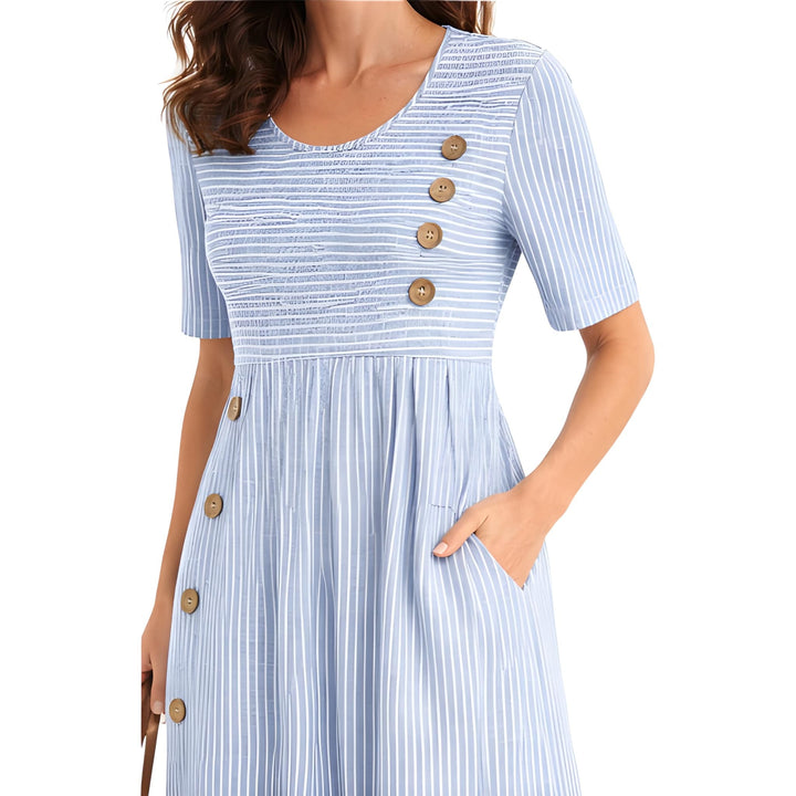 Effie | Striped Button-Front Midi Dress Women