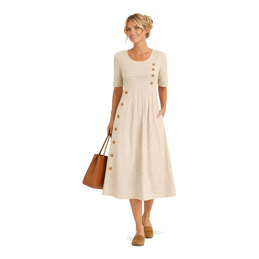 Effie | Striped Button-Front Midi Dress Women