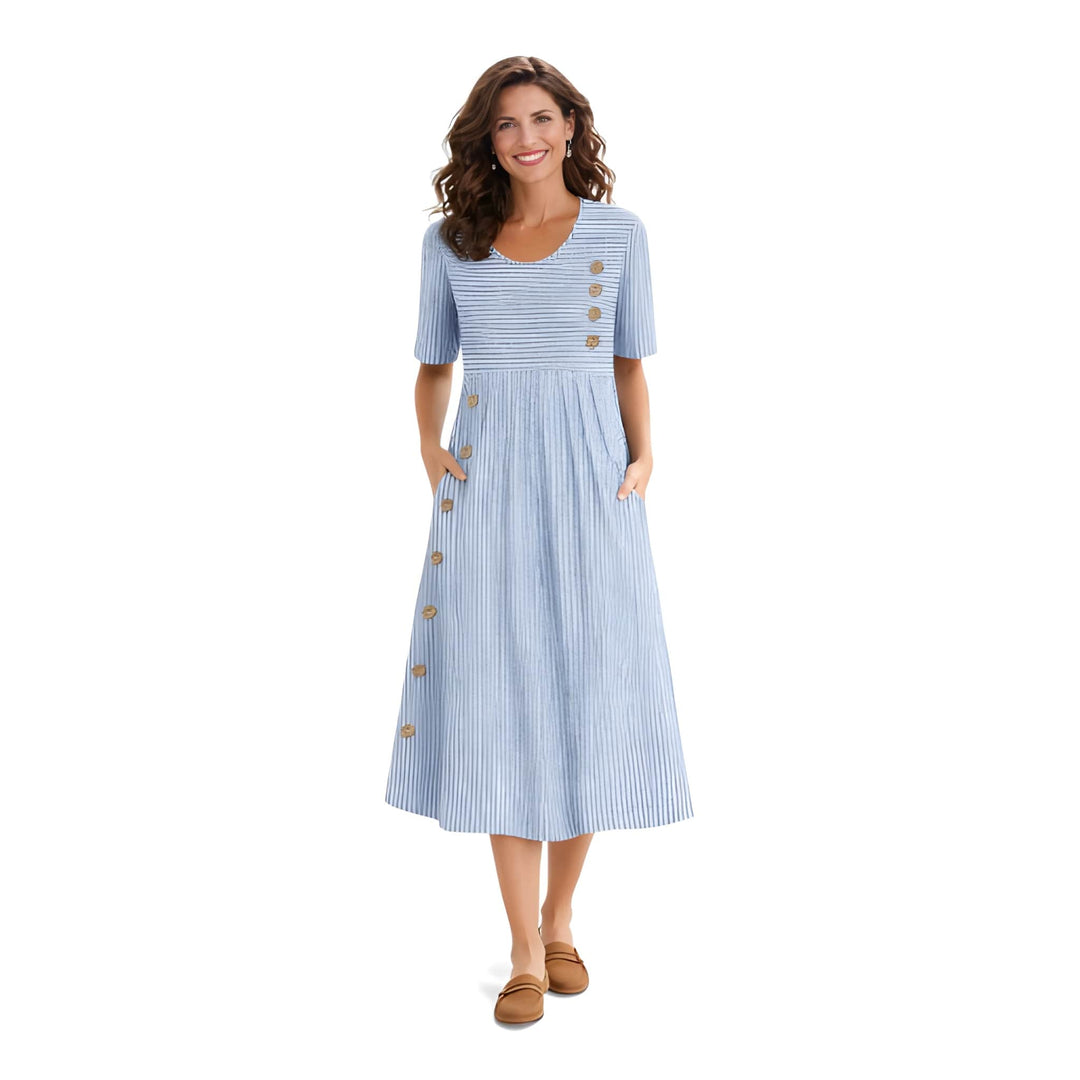 Effie | Striped Button-Front Midi Dress Women