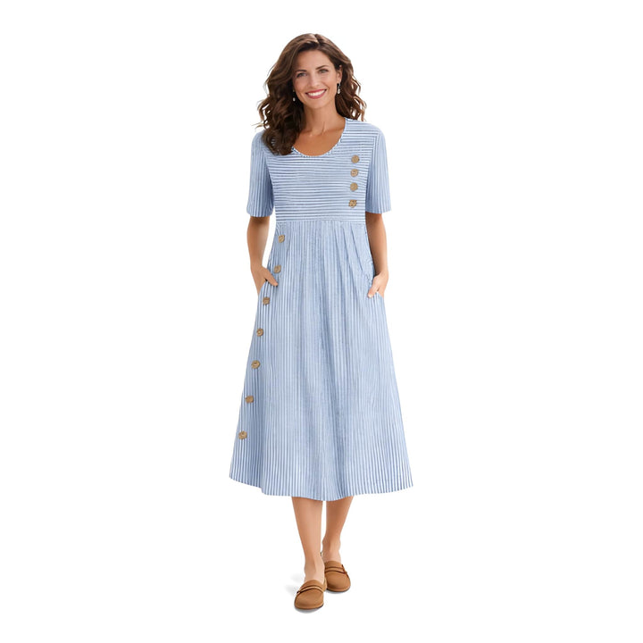 Effie | Striped Button-Front Midi Dress Women