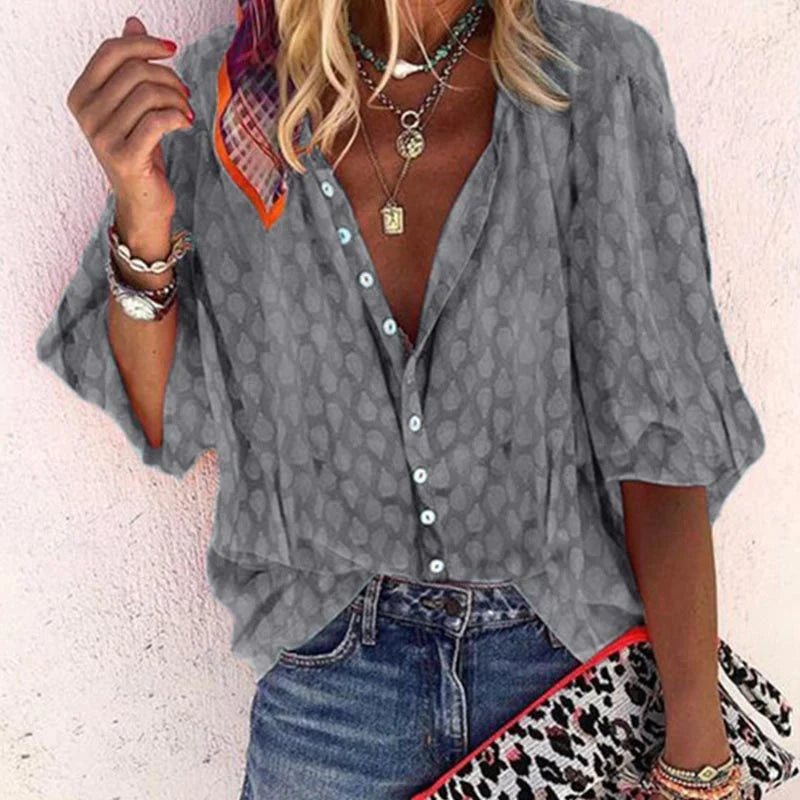 Sienna | Women Clothing Polka Dot Button-Down Blouse
