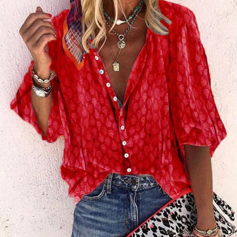 Sienna | Women Clothing Polka Dot Button-Down Blouse