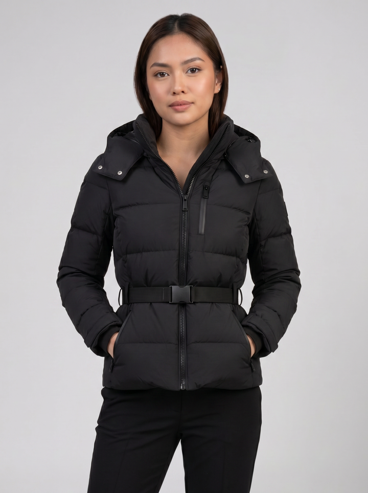 Nancy | Belted Ladies Puffer Jacket Women Black