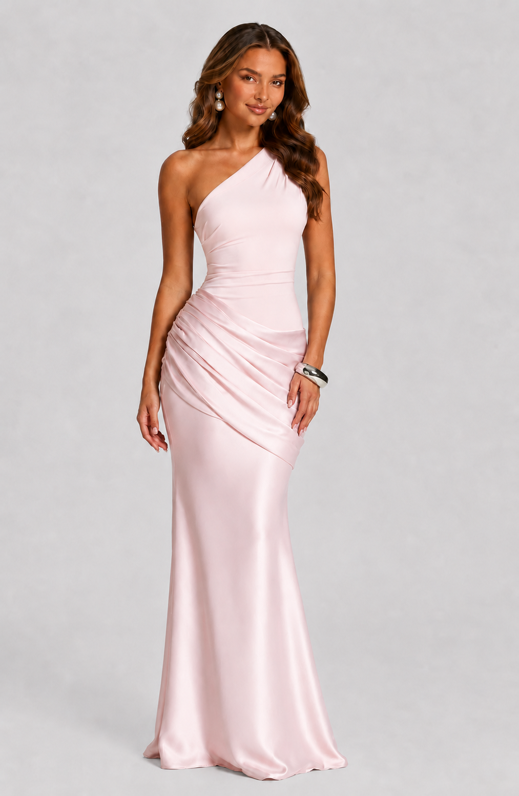 Pippa | Wedding Guest Ruched Satin Maxi Dress
