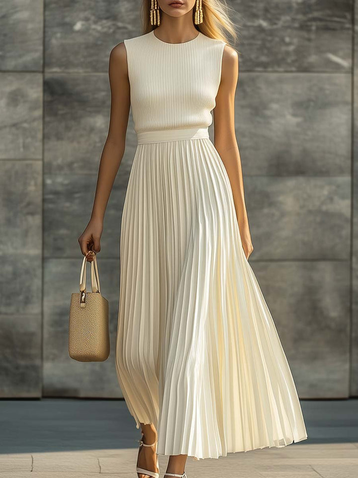 Pippa | Pleated White Midi Wedding Guest Dress