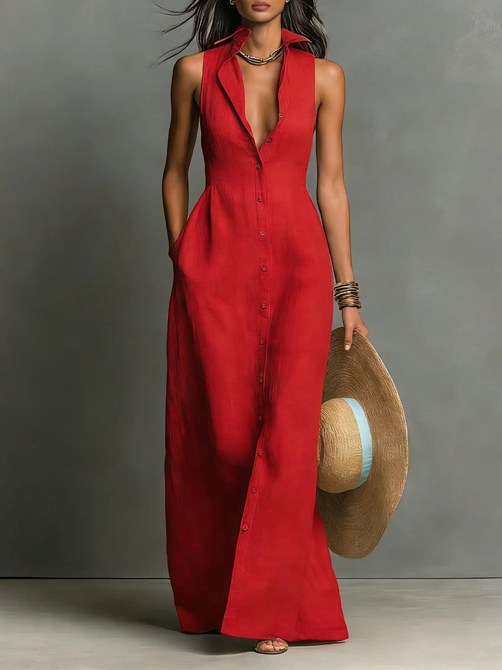 Florence | Sleeveless Button-Down Maxi Dress Women