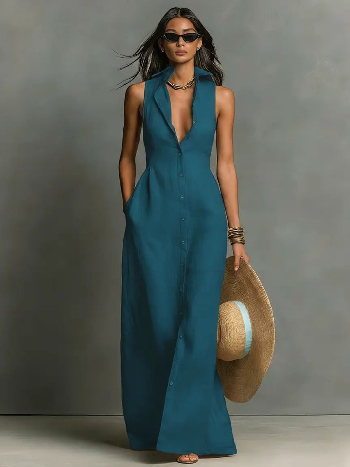Florence | Sleeveless Button-Down Maxi Dress Women