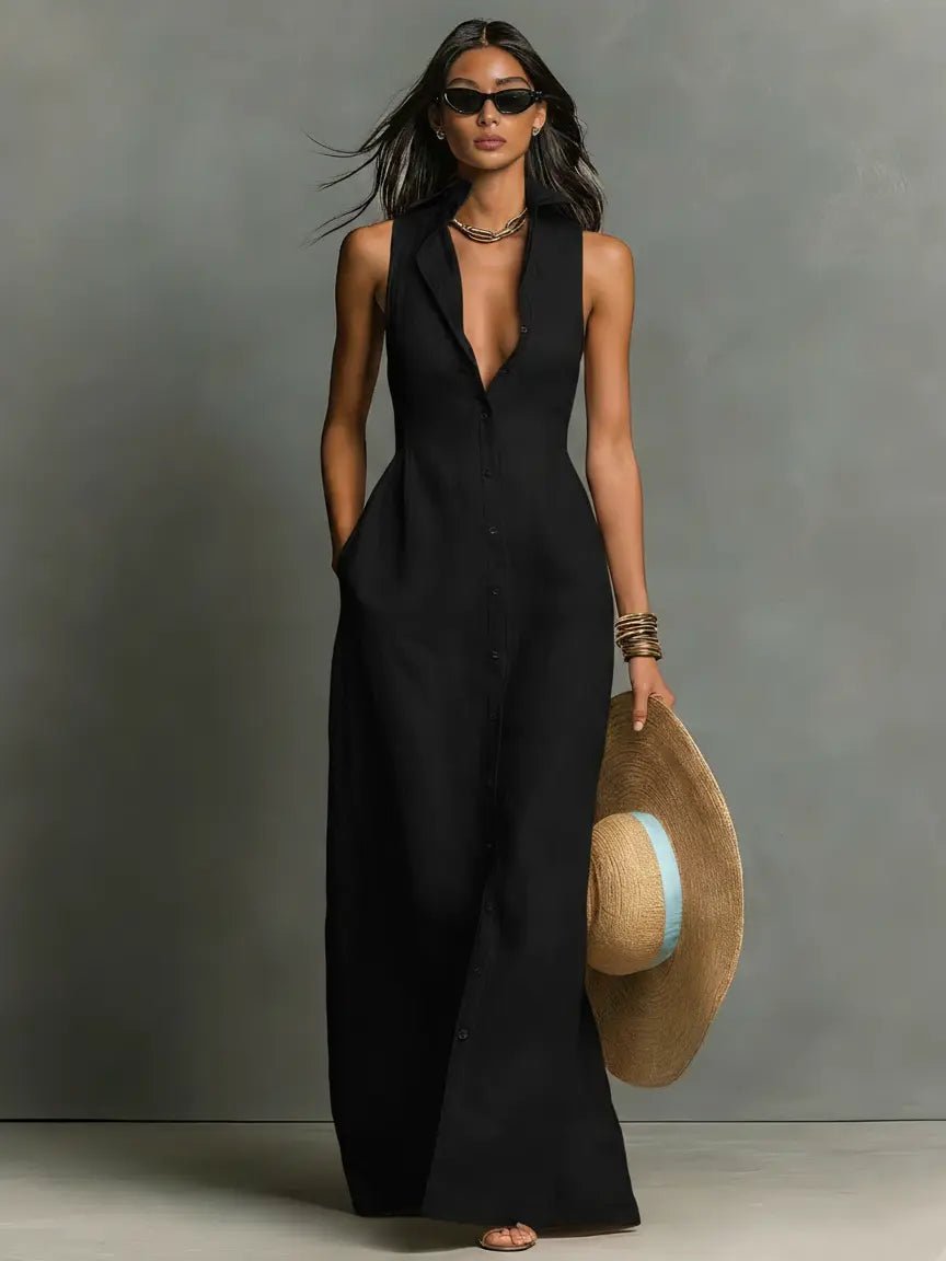 Florence | Sleeveless Button-Down Maxi Dress Women