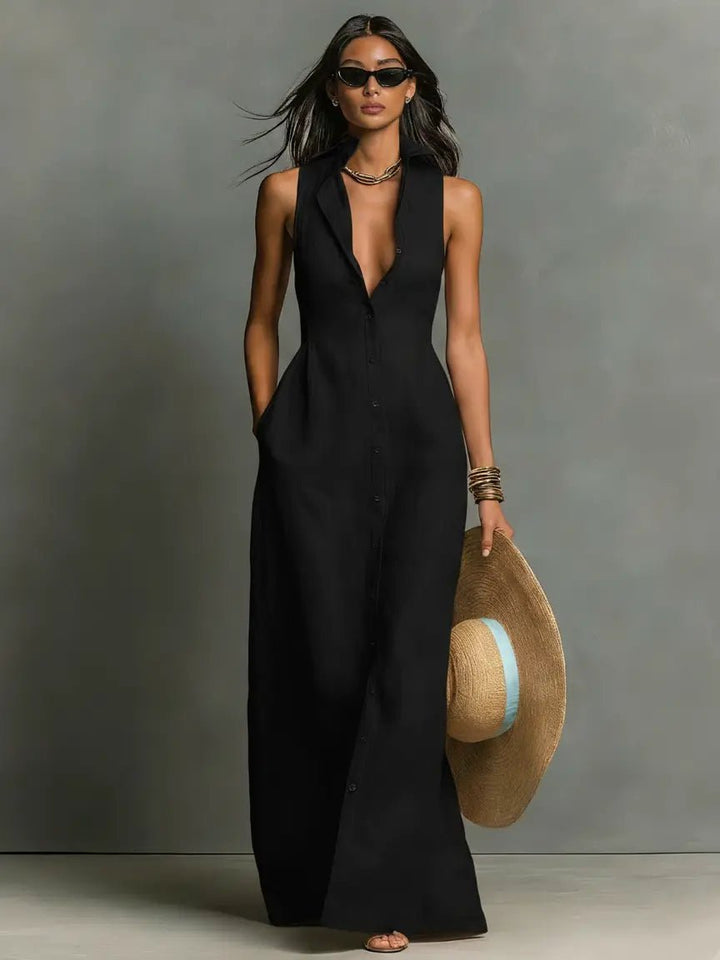 Florence | Sleeveless Button-Down Maxi Dress Women