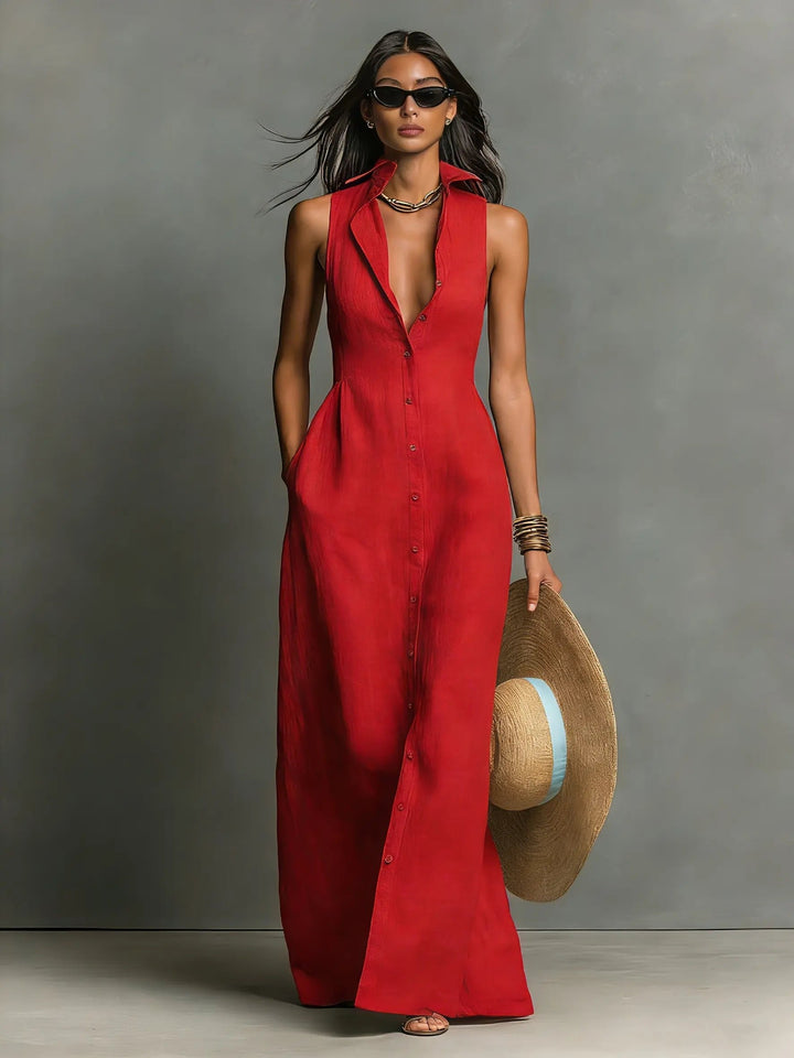Florence | Sleeveless Button-Down Maxi Dress Women