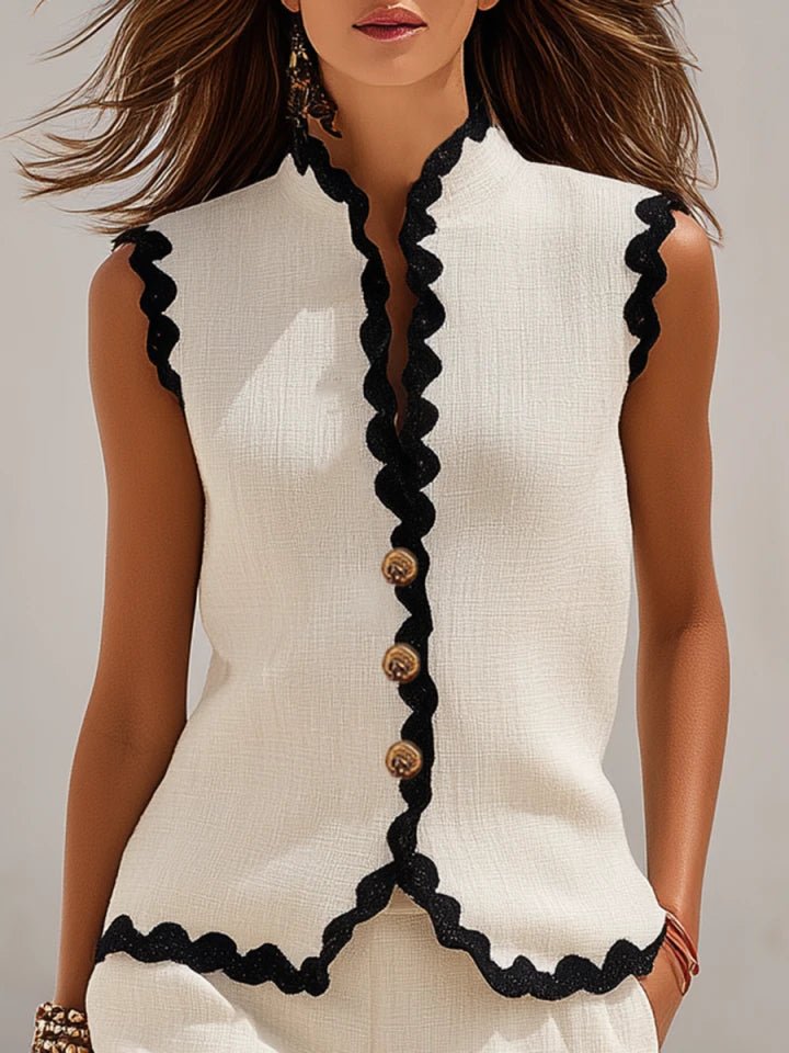 Ivy | Women Clothing Shorts Set Scallop Trim