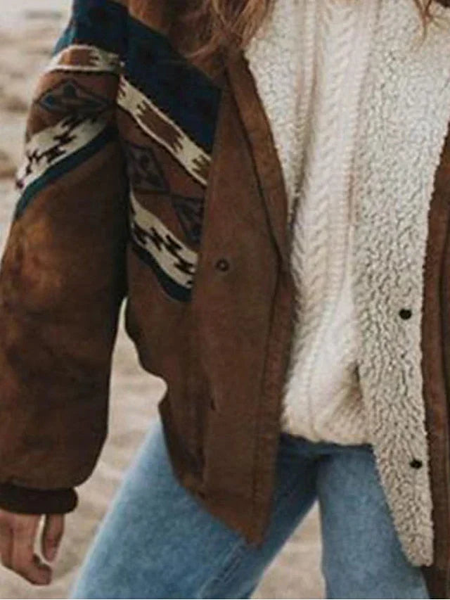 Bronte | Womens Aztec Print Sherpa Lined Jacket